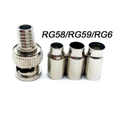 BNC Male Crimp On Style Bayonet Nut Coaxial Cable Connector For RG58/ RG59/ RG6 CCTV