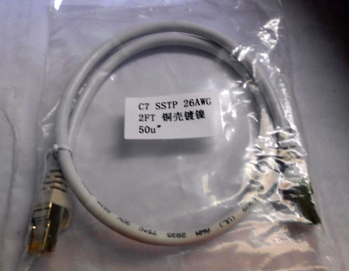 SFTP CAT7 26AWG CU Ethernet Network Patch Cable 2FT Copper Shielded RJ45 Connector Nichel Plate