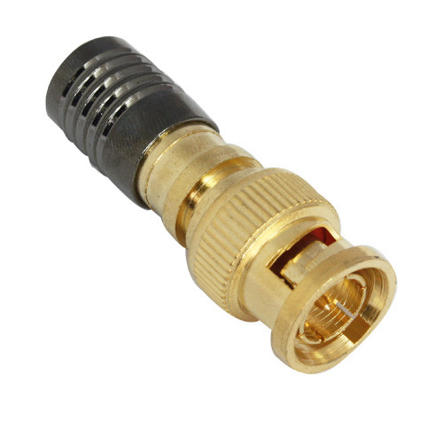 Copper and Golden Plated Compression BNC Male CCTV Coaxial Connector with a Pin