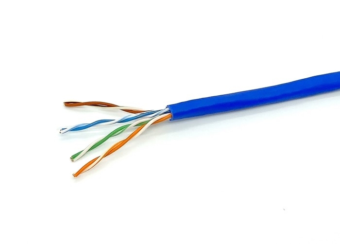 24AWG 4 Pairs Bare Copper Solid BC Bulk CAT5E Cable Indoor Blue PVC Twisted Wire