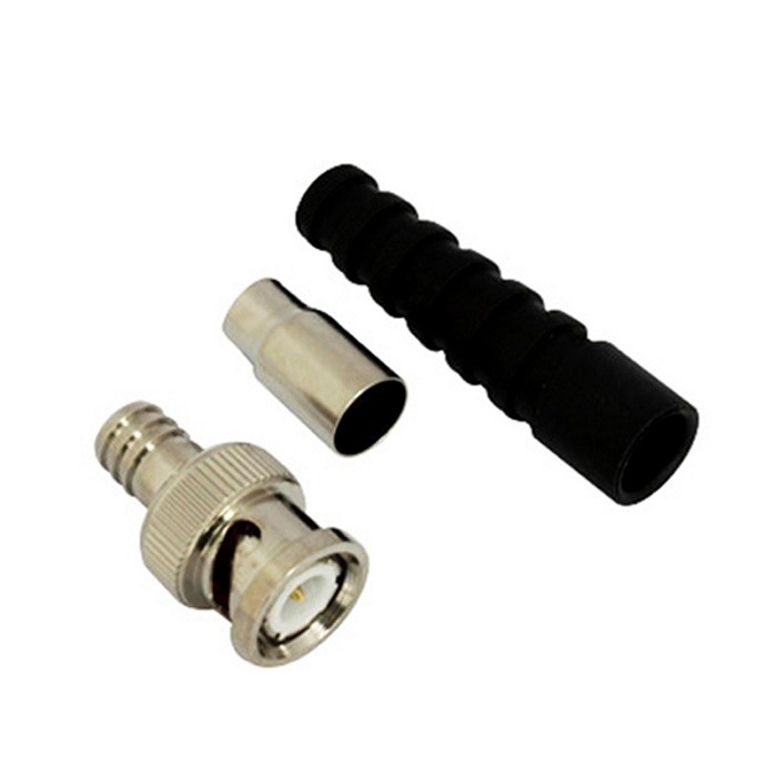 RG59U CCTV Coaxial Cable Connector BNC Male Crimp On With Long Boot