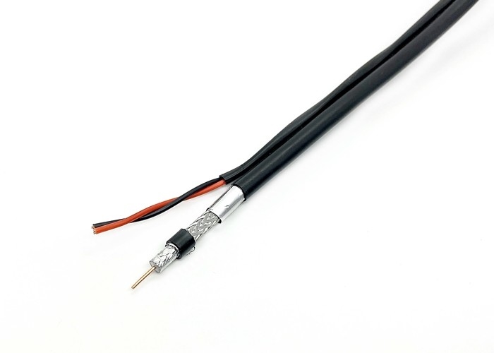 Tri Shielded RG6P Siamese Coax Cable PE Sheath Outdoor with 12V DC / 24V AC Power