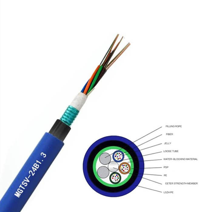 MGTS Outdoor Fiber Optic Cable Stranded Loose Tube Mining Flame-Retardant Jacket