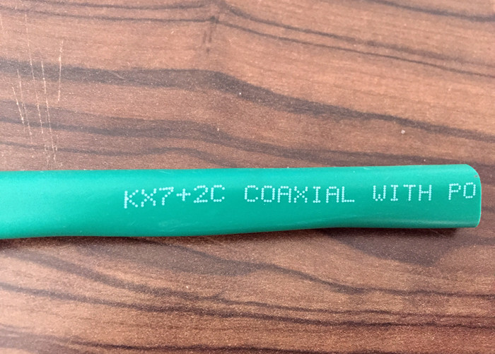 Kx7+2 Alim Siamese Coaxial Cable , Siamese Cable For CCTV Green PVC Jacket