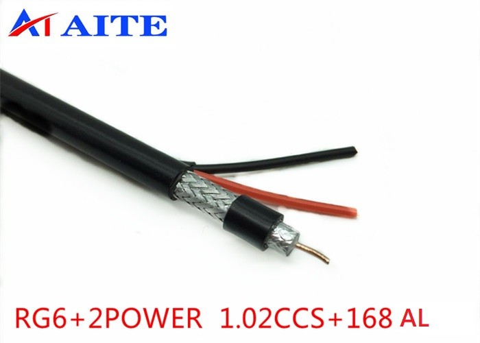 168AL Braid RG6 Siamese Coax Cable 1.02mm BC 4.7mm FPE 18AWG CCA Power Wire