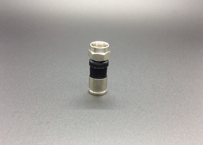 F Coaxial Cable Connector Twist On Compression Type Zinc Alloy / Nickel Plated
