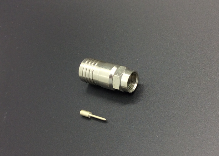 RG11 Coaxial Cable F Connector ,  Coax F Connector Crimped With Pin CATV MATV System