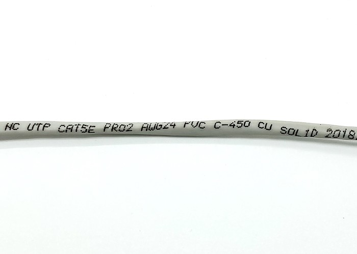 Unshielded CAT5E 2 Pairs Twisted Bulk Cat5e Cable PR02 0.5 Pure Copper Gray PVC