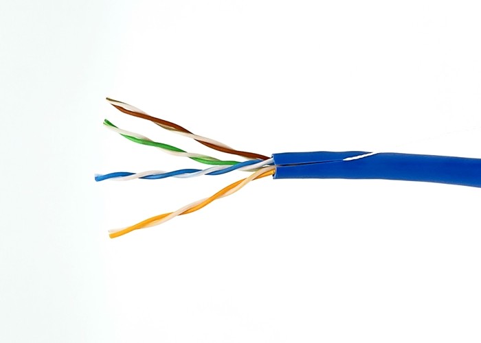 24AWG 4 Pairs Bare Copper Solid BC Bulk CAT5E Cable Indoor Blue PVC Twisted Wire