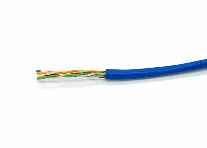 24AWG 4 Pairs Bare Copper Solid BC Bulk CAT5E Cable Indoor Blue PVC Twisted Wire