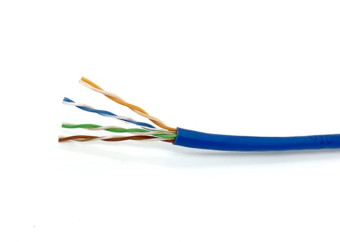 24AWG 4 Pairs Bare Copper Solid BC Bulk CAT5E Cable Indoor Blue PVC Twisted Wire