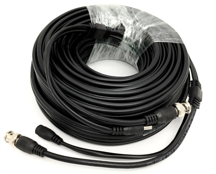 Pre Made RG59P Coax CCTV Camera Cable 20M 30M 40M Patch Cord BNC And DC Connector