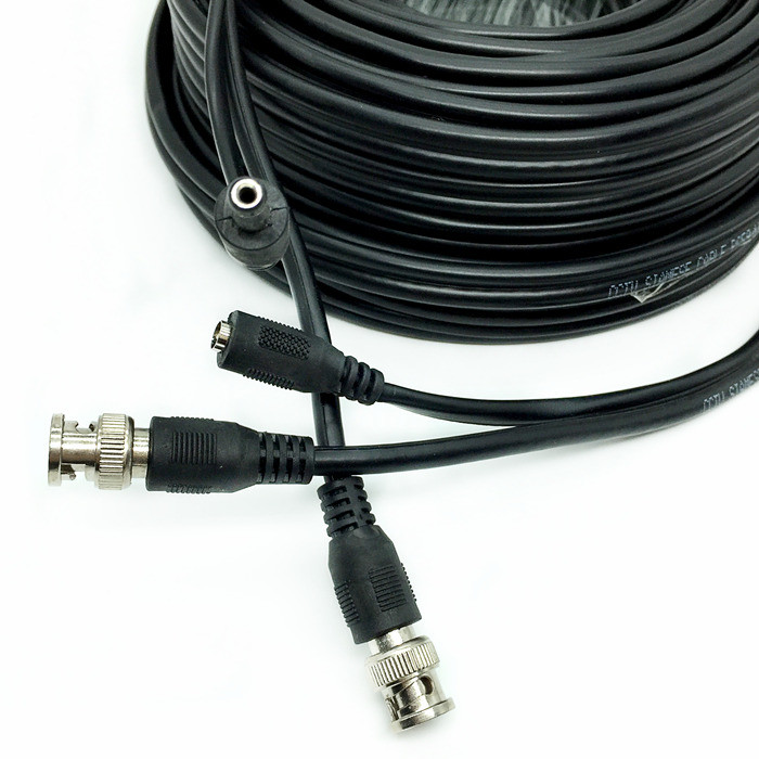 Pre Made RG59P Coax CCTV Camera Cable 20M 30M 40M Patch Cord BNC And DC Connector